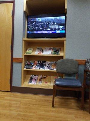 This department offers a larger than normal waiting room complete with the traditional magazines and tv