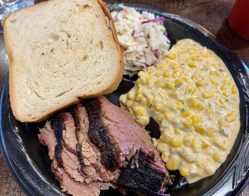 brisket plate w street corn & coleslaw