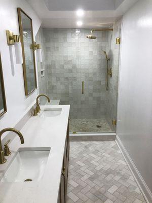 Remodeled bath with shower