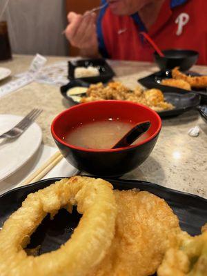 mixed tempura, clam soup