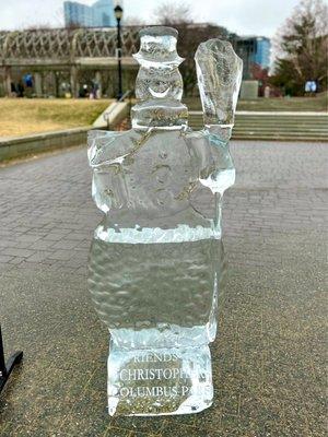 One of the ice sculptures scattered around the city for their First Night celebration!