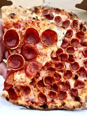 Slice size from a large pepperoni pizza