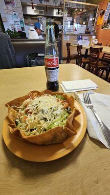 Taco salad with Mexican Coke (bottle)