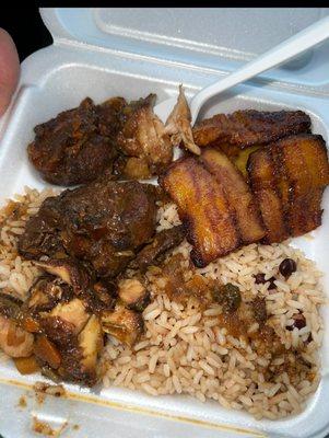 Chicken Stew Chicken Rice and Peas Fried Sweet Plantains