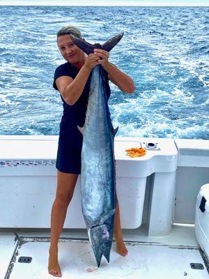 First mate Natasha with an epic citation sized Wahoo!