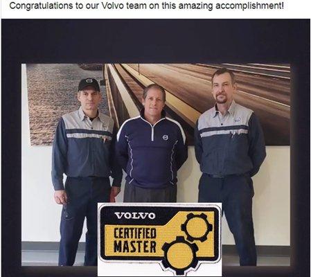 A huge Congratulations to Jim Chetta, Jeff Homer, and Chris Stemmler for placing 6 IN THE NATION for the Volvo technical knowledge event!