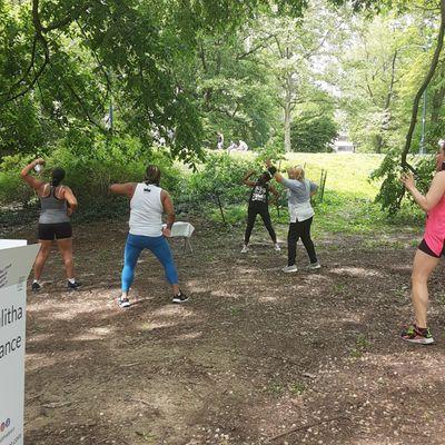 Outdoor Zumba class in Central Park. Check it out and RSVP at talithadance.com/classes.