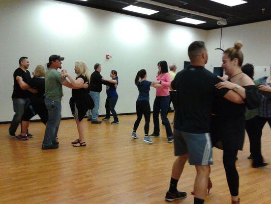 A shot from our ballroom class May 2017, with instructor Kathy Brown