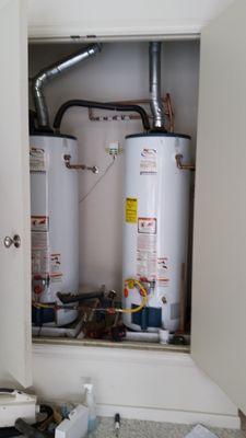 2 - 50 gallon gas water heaters replaced, tank style