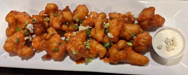 Buffalo beer battered cauliflower. Yummy