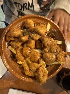 Kids popcorn chicken and fries