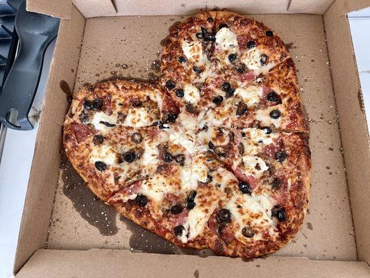 Heart-shaped pizza