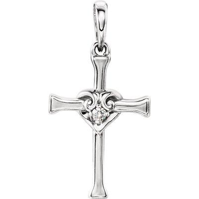 14K WG Diamond Cross Pendant