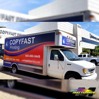 Full custom designed and digitally printed box truck wrap.