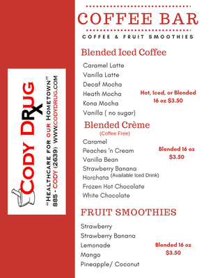 Our Coffee Bar Menu