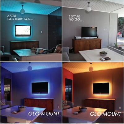 The Combination of a Flat Screen Wall Mount and an LED Lighting system is a perfect way to get your glo on anytime, anywhere. Th