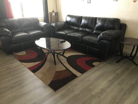 Couches and three end tables purchased at American freight.