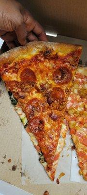 Pepperoni Bacon Slice Slice of Veggie Supreme Pizza