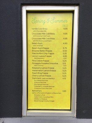 Drink menu