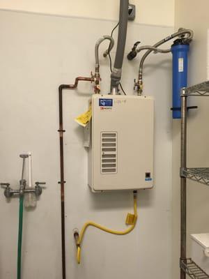 New tankless that's replaces 40 gal water heaters. Eztr40