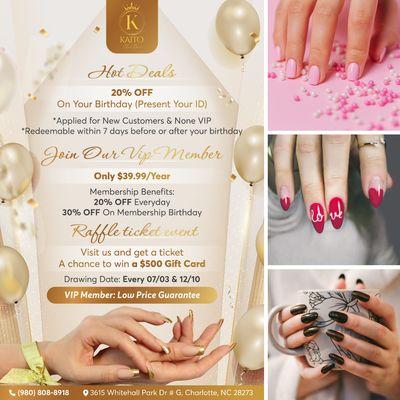 HOT DEALS 
 
  Kaito Nail Bar 1 has sizzling deals that'll make your day bash even brighter!