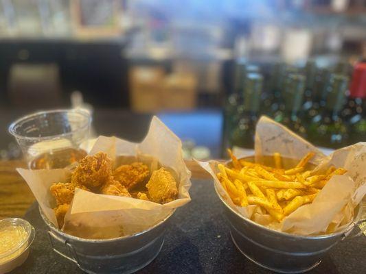 Wings basket and lemon pepper fried.