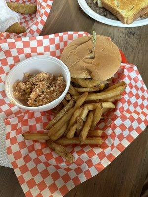 Pork & Burger with red slaw on the side