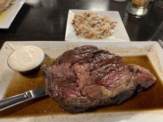 prime rib with rice pilaf