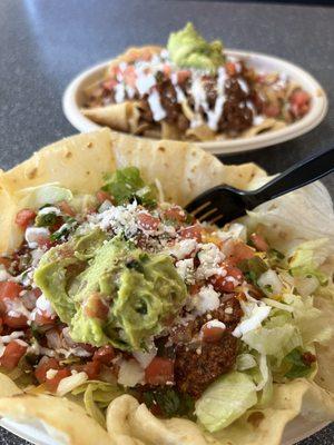 Beef Taco salad, beef nachos