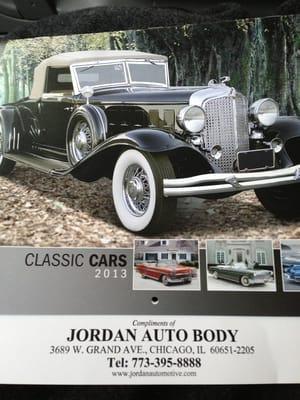 Classic cars calendar 2013 compliments of Jordan Auto Body