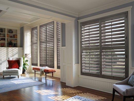 Heritance® Hardwood Shutters in the Living Room