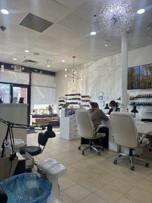 Manicure area and reception area