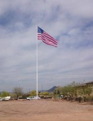 Our latest 100' flagpole with 20'X38' American Flag!