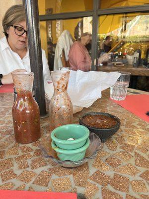 All the items brought to our table when we asked for a spicy salsa...