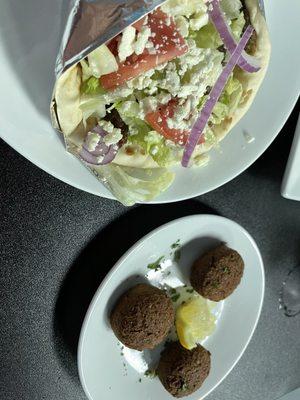 Traditional gyro and falafel