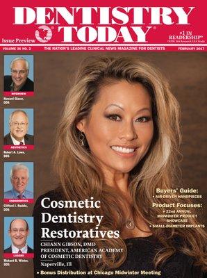 Dr. Gibson featured on the May 2017 cover of Dentistry Today Magazine, dentistry's largest magazine.