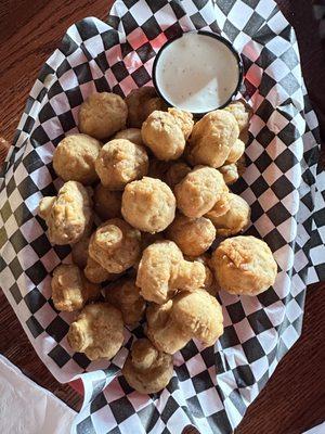 Fried Shrooms (Fresh mushroom dipped in our own homemade batter, served with choice of dipping sauce) $11: 4 Stars