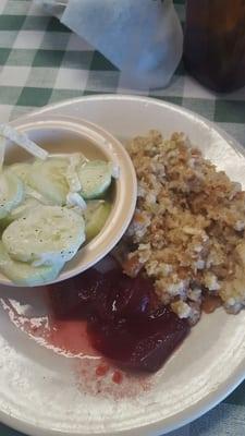 Cucumber Salad and Cornbread Dressing