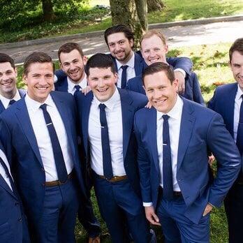 Special order suits available for your wedding party for an exceptionally personal groomsmen look !