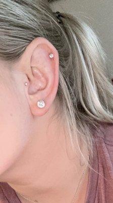 Tragus & Helix piercings