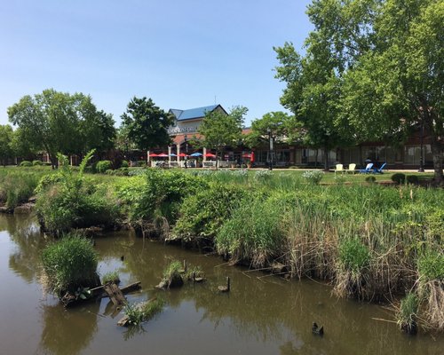 Another view of the exterior, from the river dock.