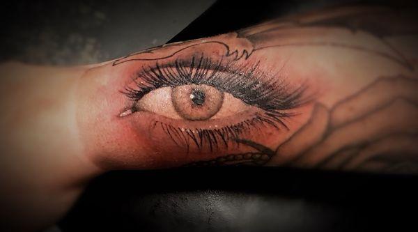 Realistic Eye tattoo Done by Manley Bryant, Inbox For Booking