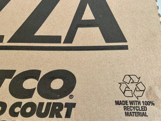 Pizza boxes are now made with 100% recycled material--yay!