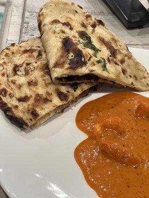 Chicken tikka and butter naan