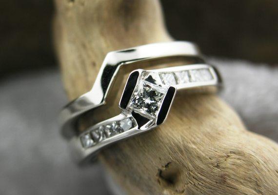 Princess cut diamond wedding set.