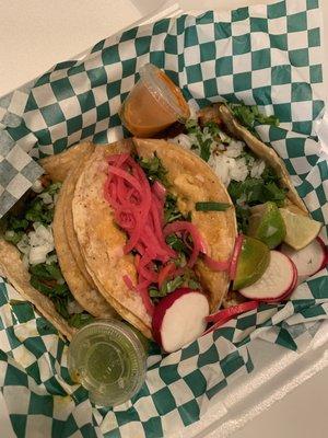 Tacos al pastor, cochinta pibil, and chorizo