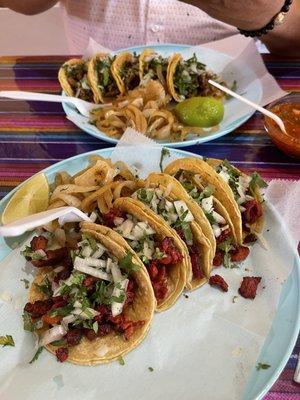 Al pastor and bistec tacos