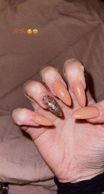 Almond acrylics with gel polish $45