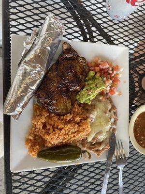 Carne asada plate. Good portion.