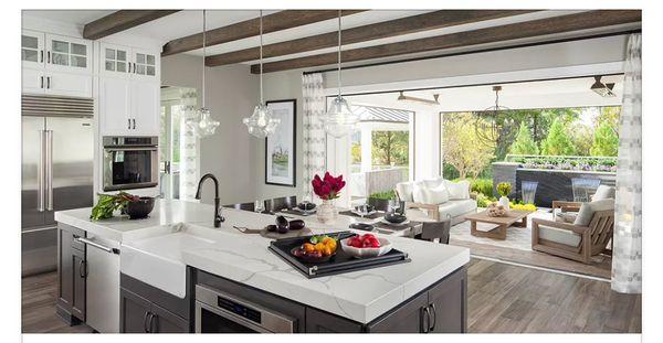 Kitchen remodel with open bifold door